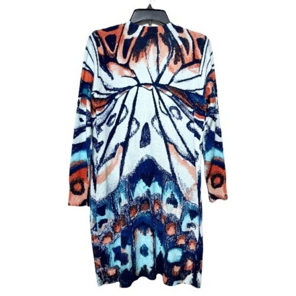 Chicos Open-Front Butterfly Print Long Cardigan Sweater S - Picture 6 of 13